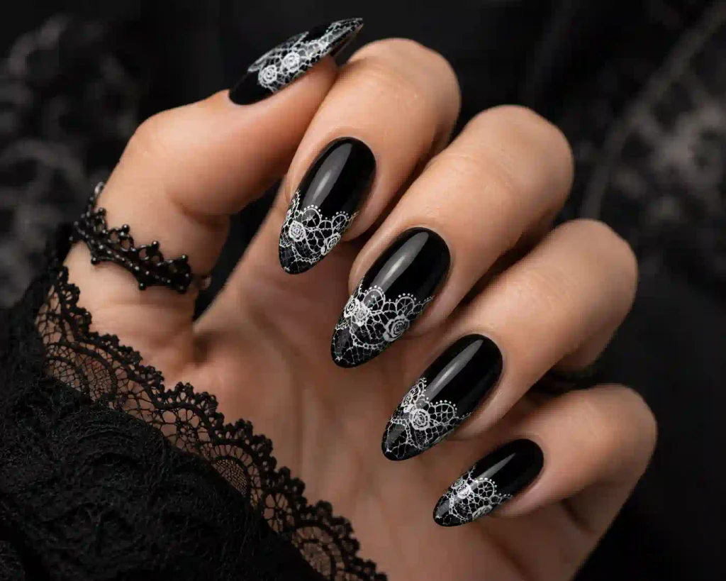Black Lace Nails