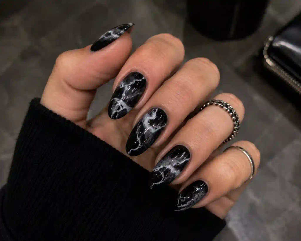 Black Marble Nails