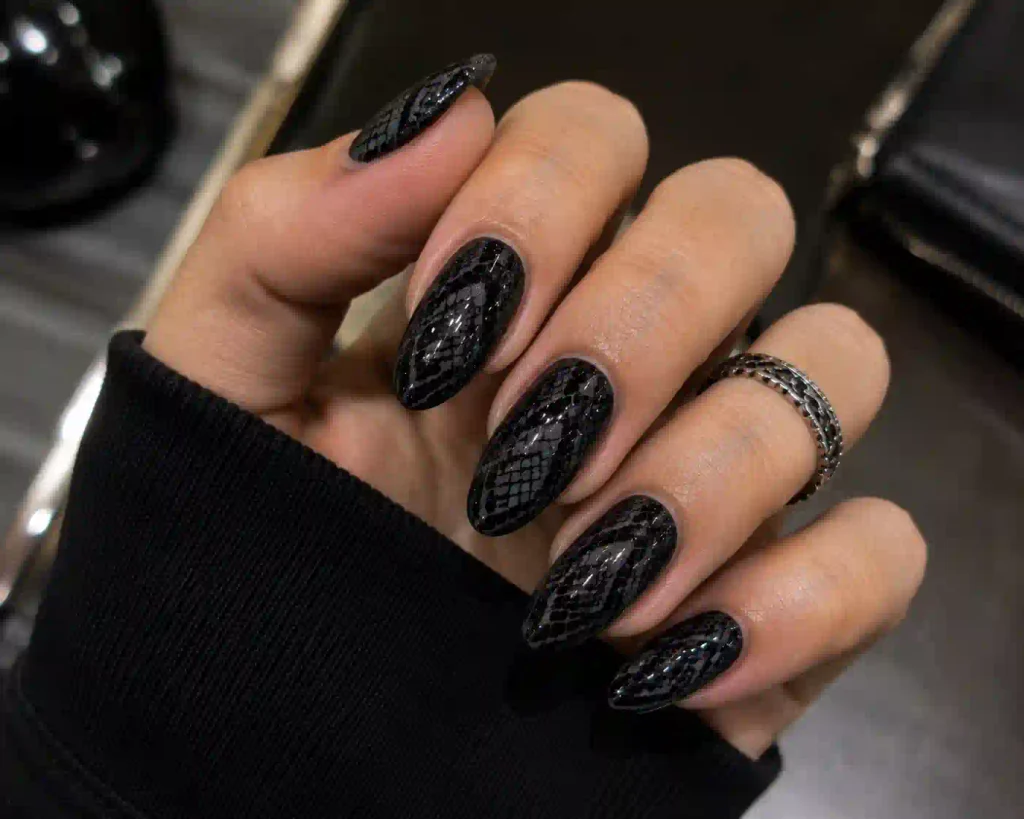 Black Snake Skin Nails
