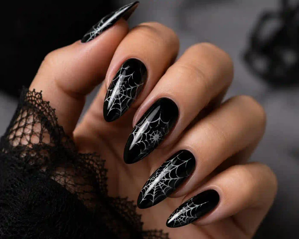 Black Spider Web Nails
