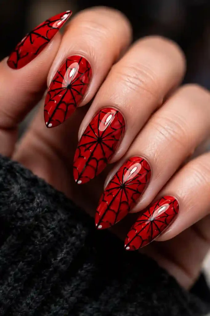 Classic Spider-Man Web Nails