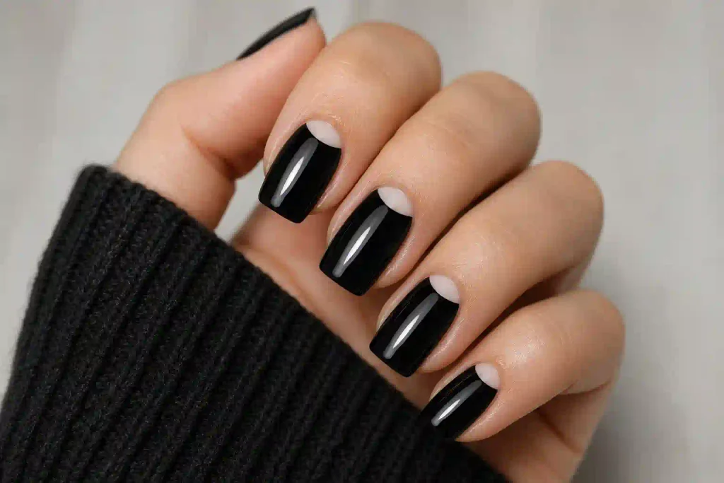 Half-Moon Black Nails