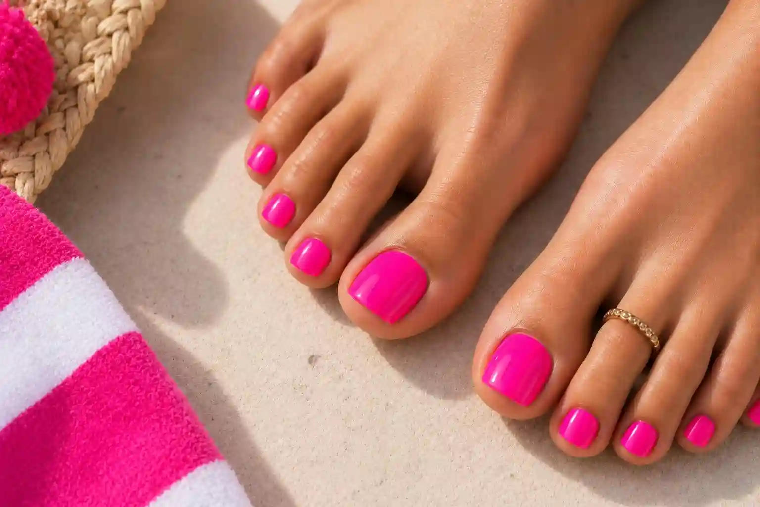 Hot Pink Neon toe nail