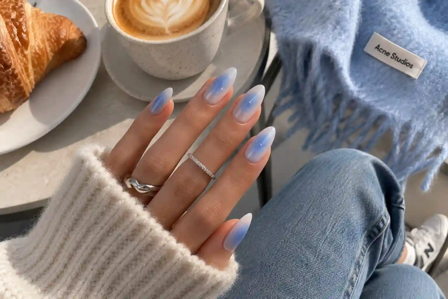 Icy Blue Aura Nails