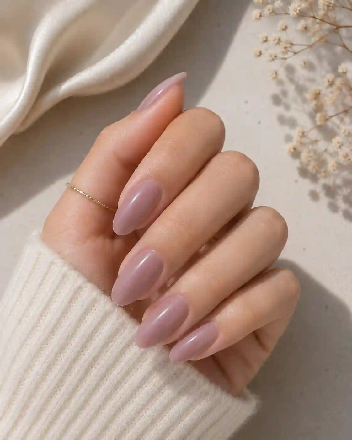 Long coffin mauve milk nails: