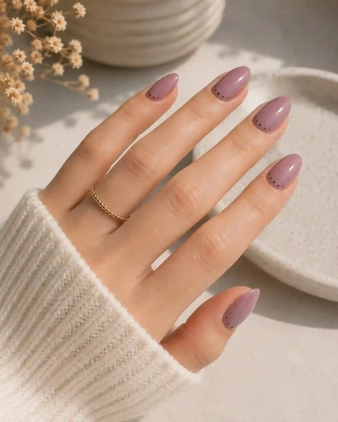 Mauve milk with espresso dots