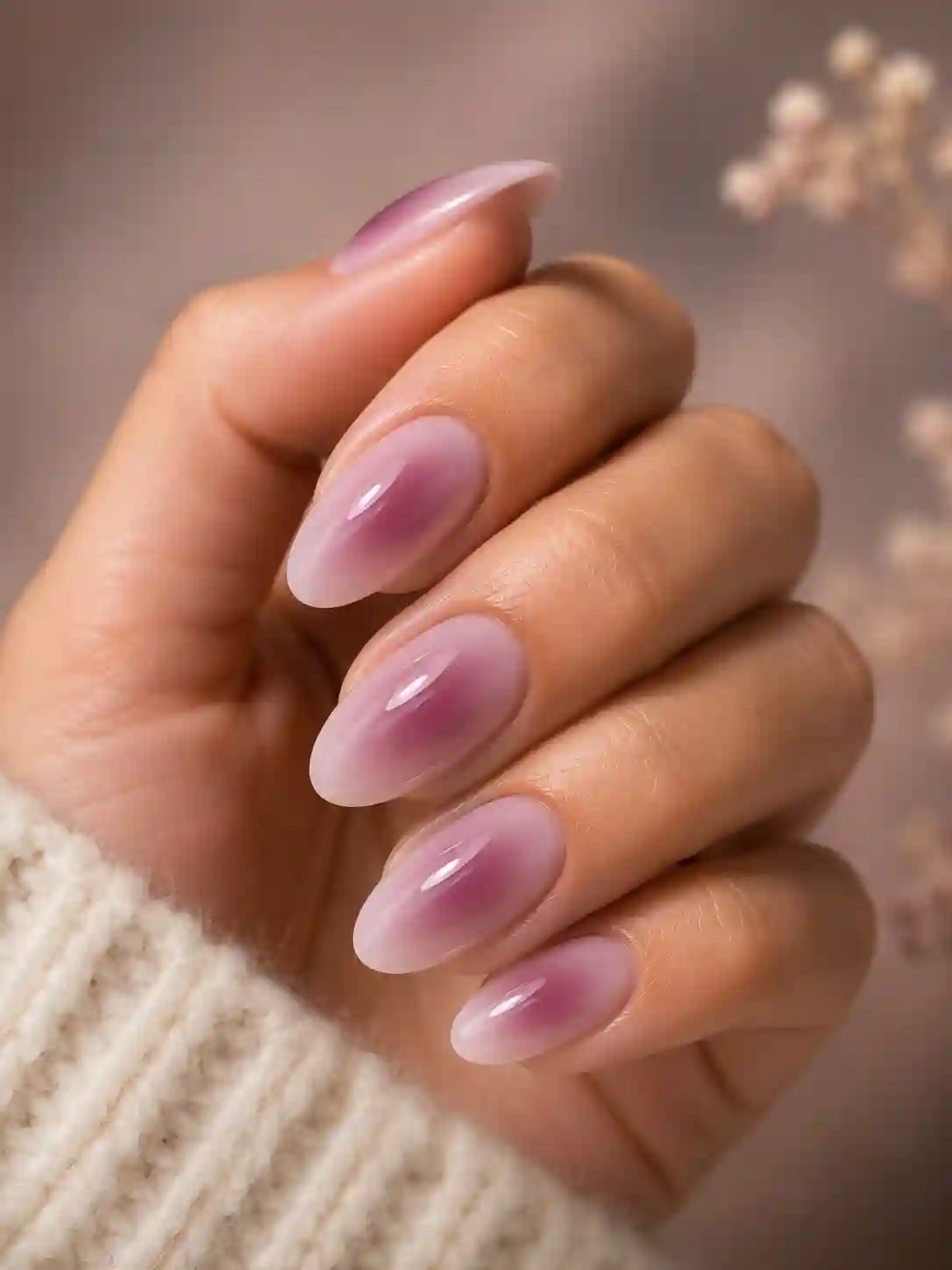 Milky mauve aura nails