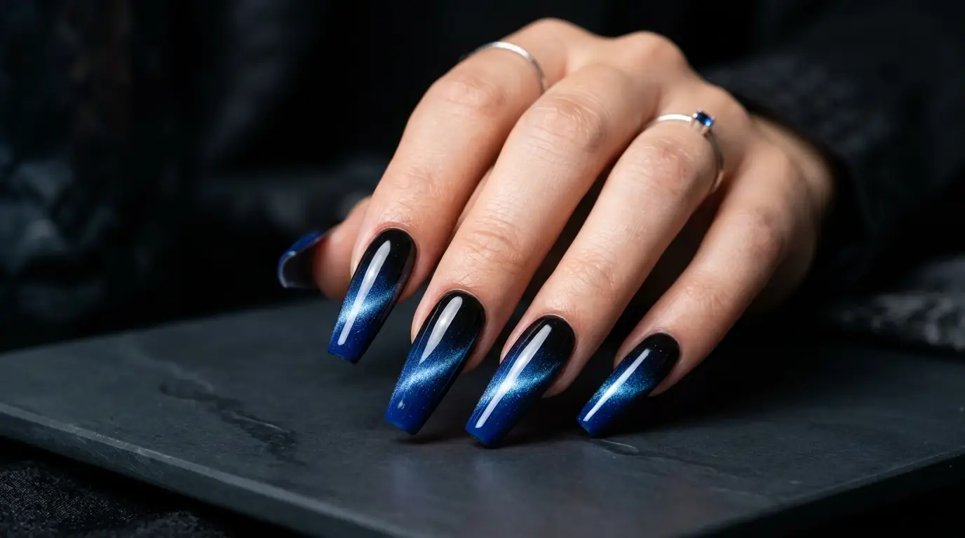 Blue Velvet Ombre Nails