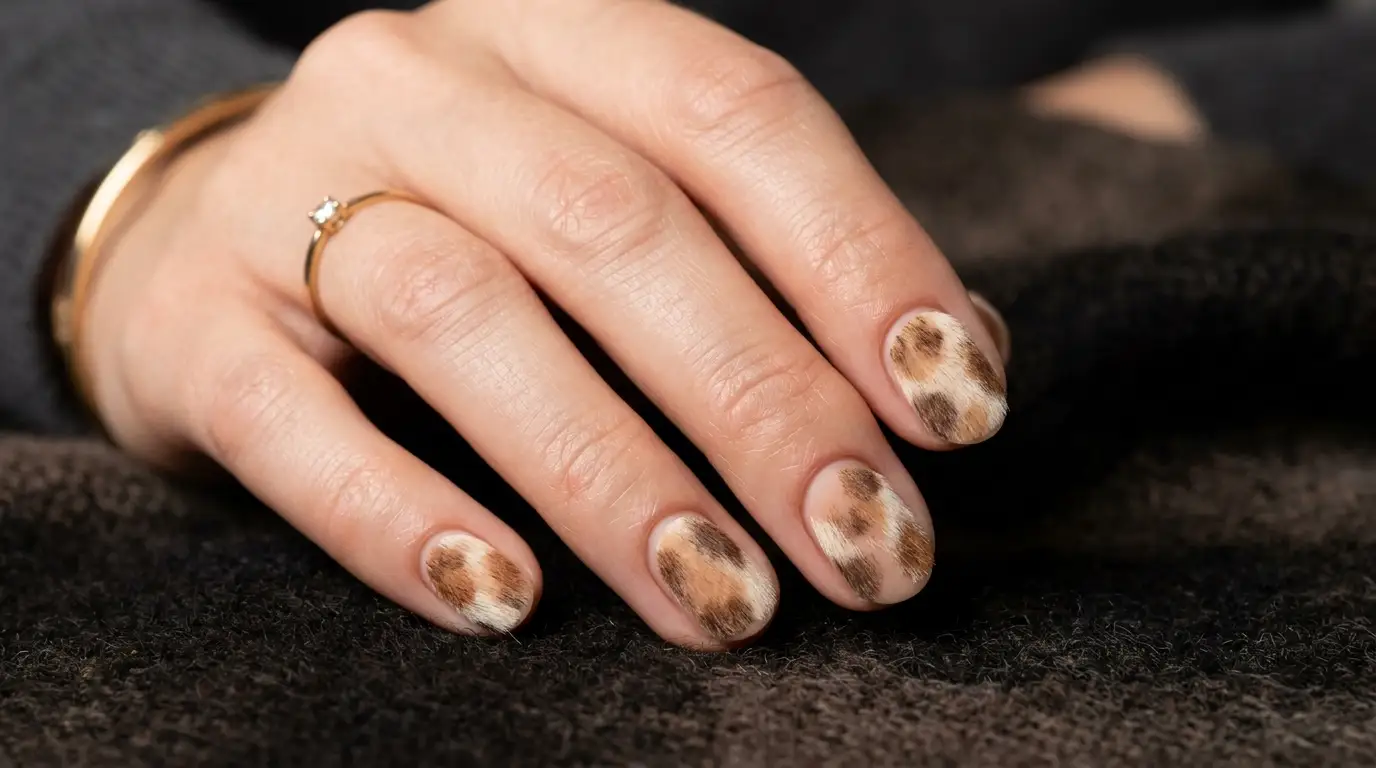 Calf-Hair Print Nude Nails