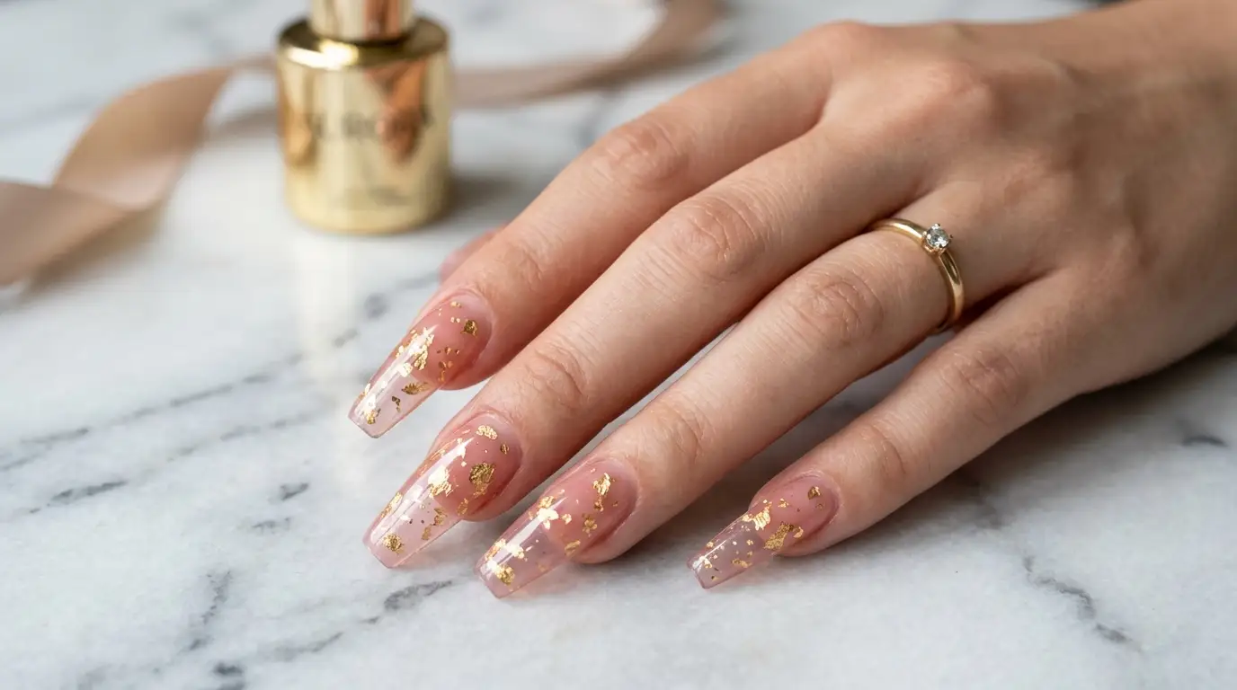 Champagne Pink Jelly with Gold Foil Confetti