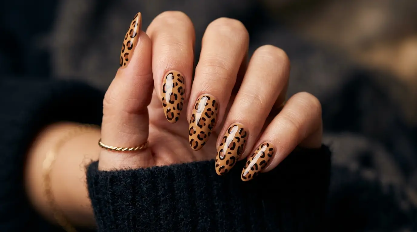 Classic Leopard Print Almond Nails