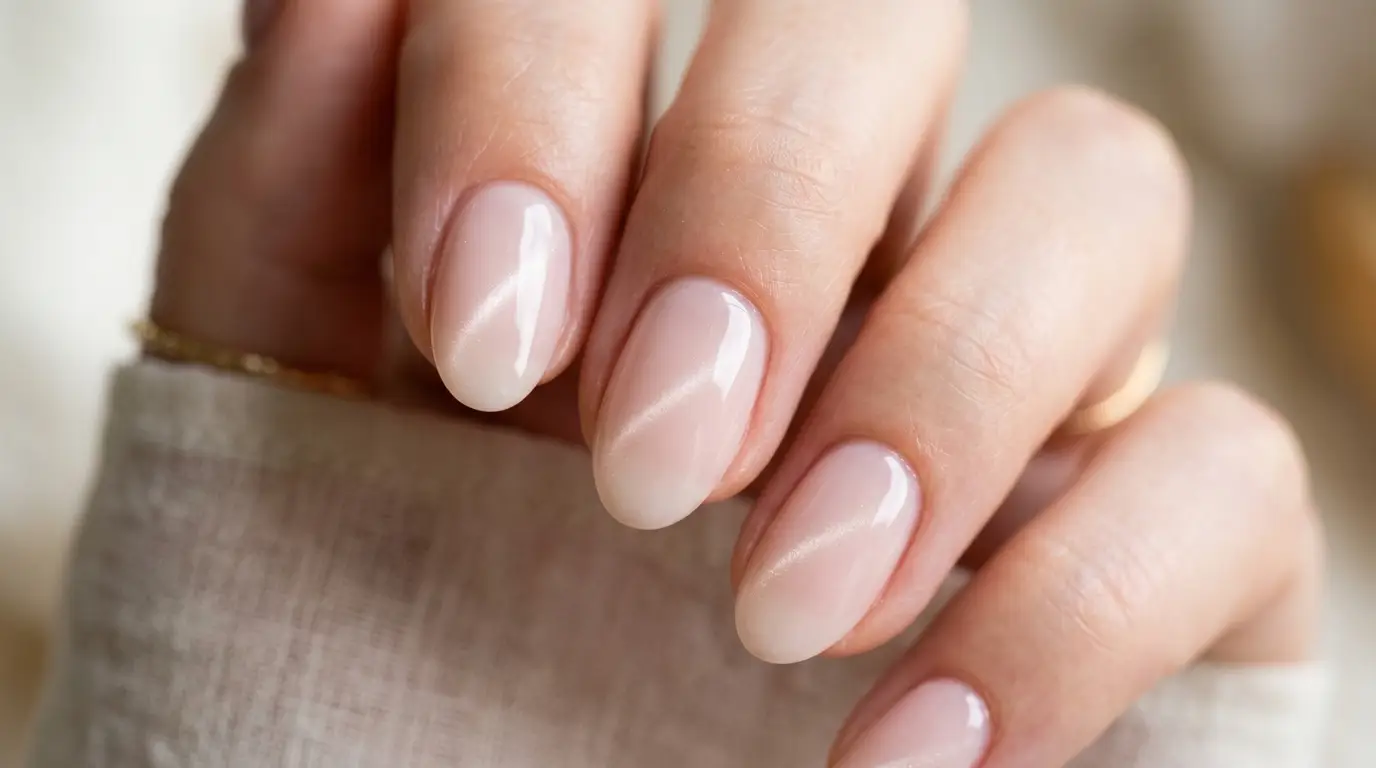 Classic Milky Pink Cat Eye Nails