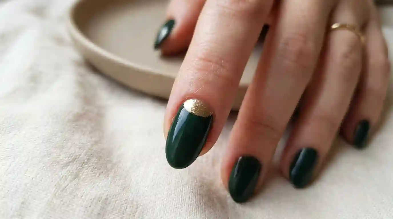 Dark Forest Green with Gold Half-Moon