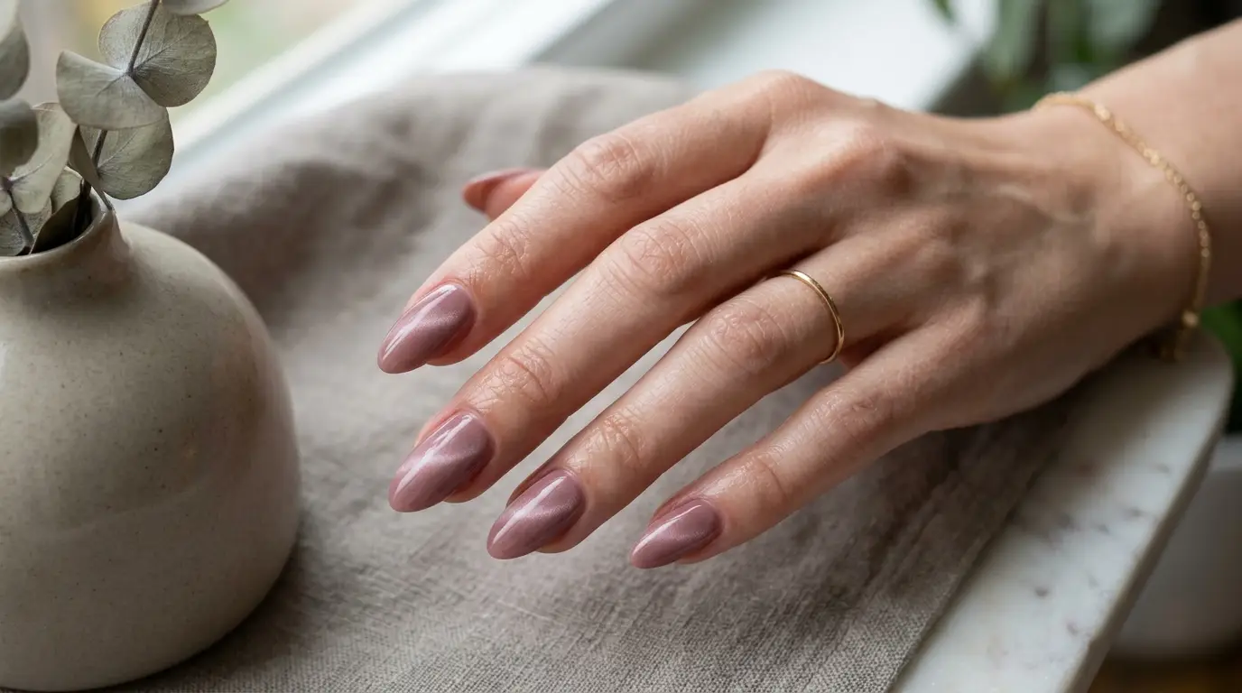 Dusty Rose Cat Eye Nails