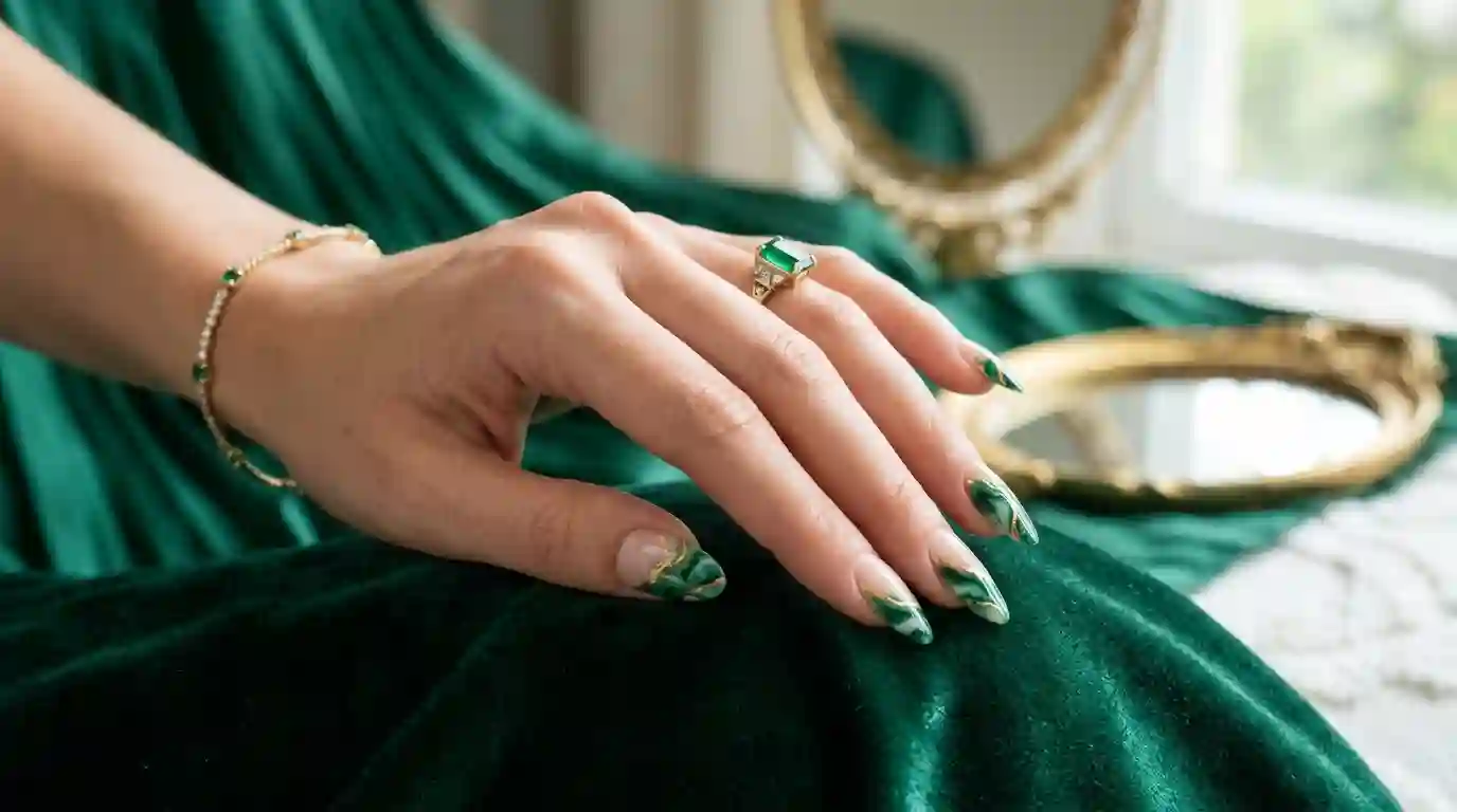 Green Marble with Gold Veins