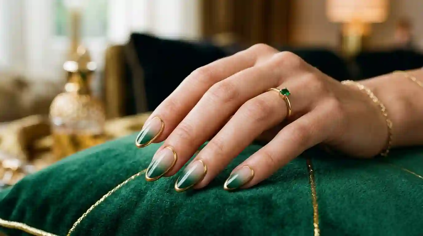 Green Ombre Tip with Gold Outline