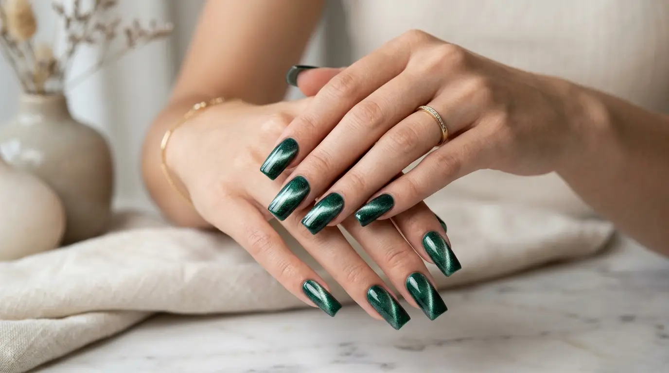 Long Square Cat Eye Nail Design Ideas