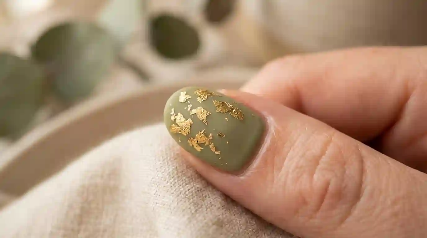 Olive Green with Gold Foil Flecks