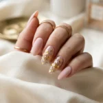 Pink and Gold Confetti Acrylic Nail