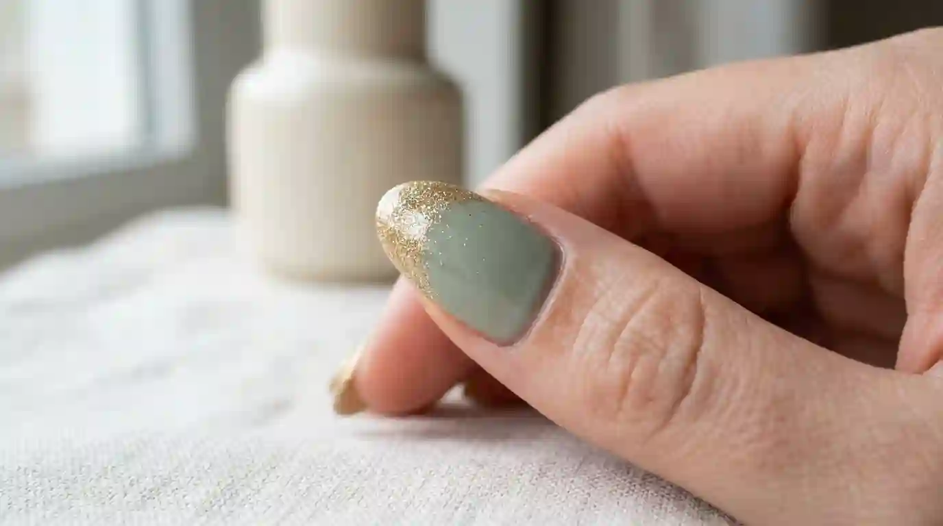 Sage Green with Soft Gold Shimmer