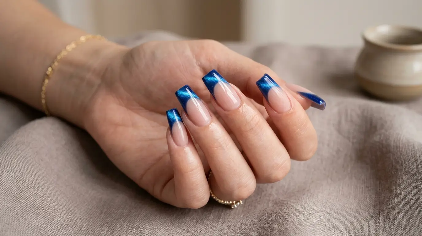 Sapphire Cat Eye French Tips