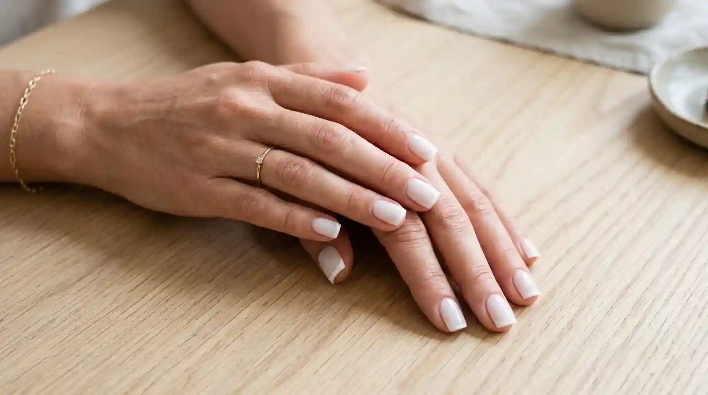 Short Square Milky French tip nail