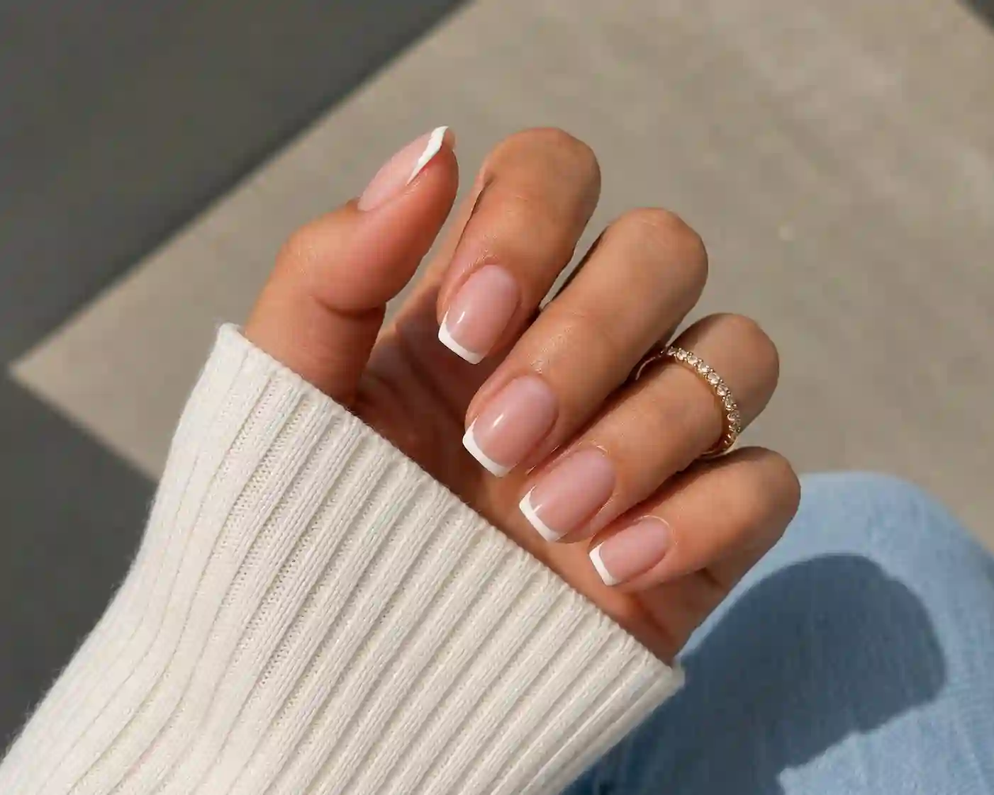 Squoval french tip nails