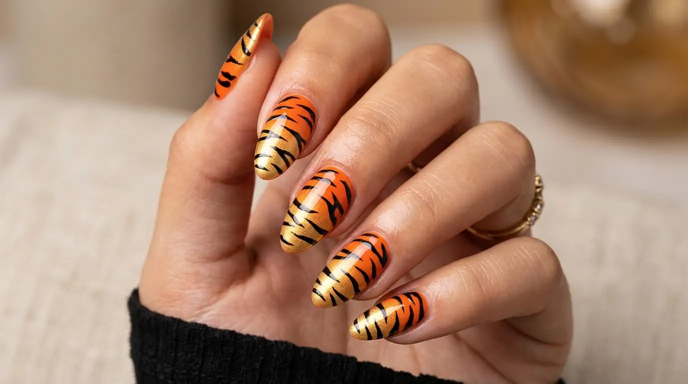 Tiger Stripe Ombré Nails