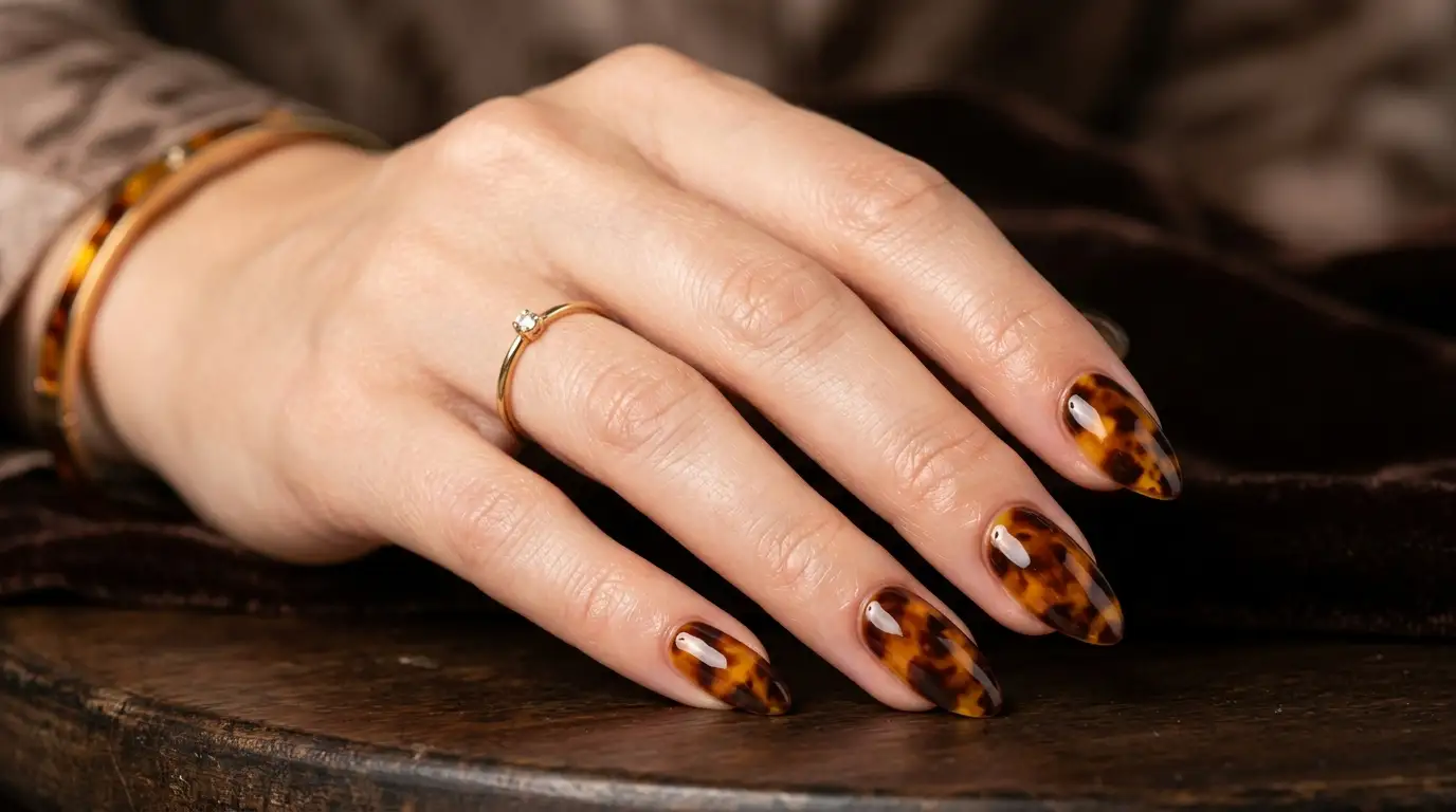 Tortoiseshell Amber Nails