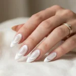 White Cat Eye French Tip Nail Designs