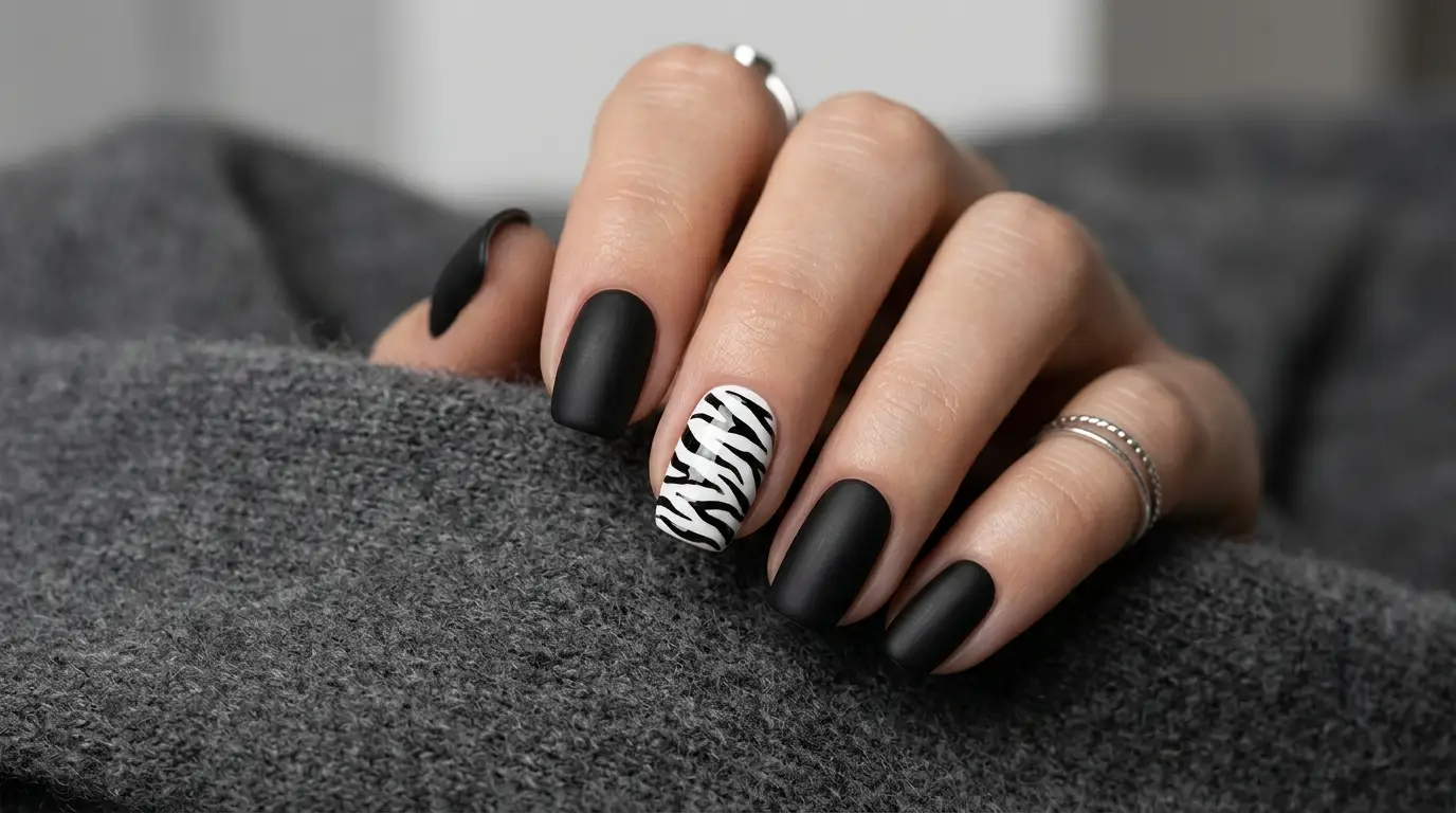 Zebra Stripe Accent Nail Set