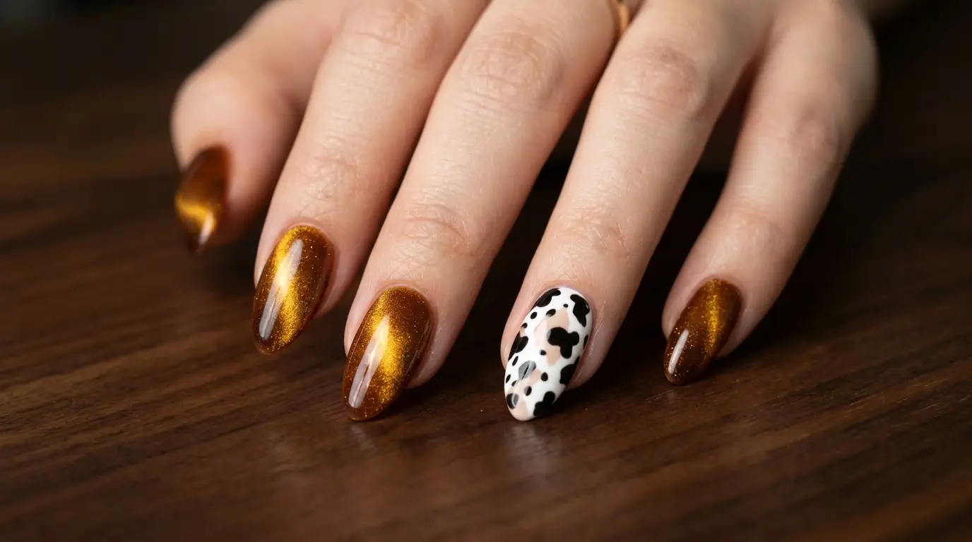 Amber Magnetic Cat Eye Calico Nails