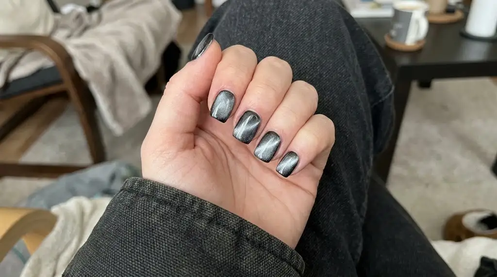 Black Base Moonstone Nails