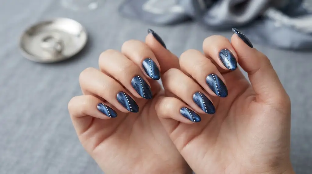 Dots Along the Glow Line Nails