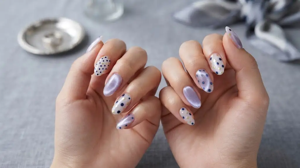 Dots Under Glass Nails