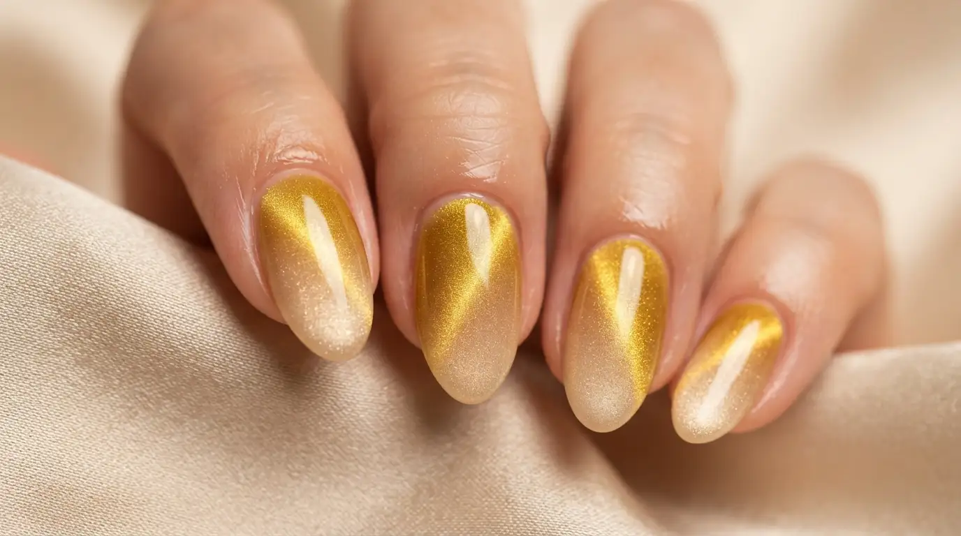 Gold to Champagne Metallic Cat Eye Ombre