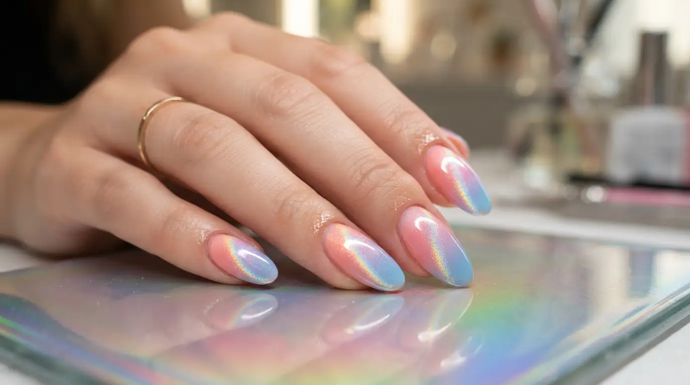 Holographic Rainbow Prism Cat Eye Ombre