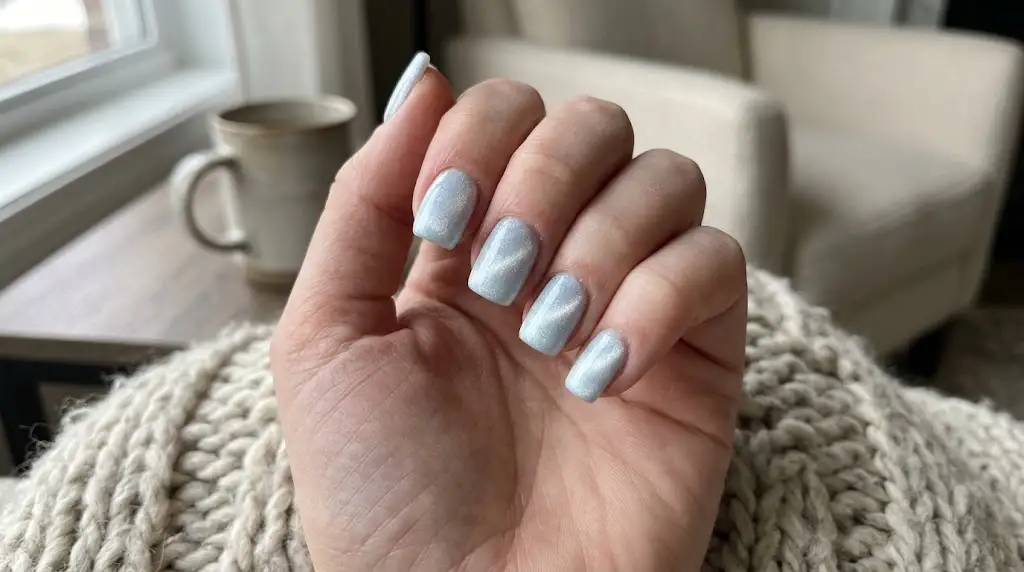 Icy Blue Base Frost Nails