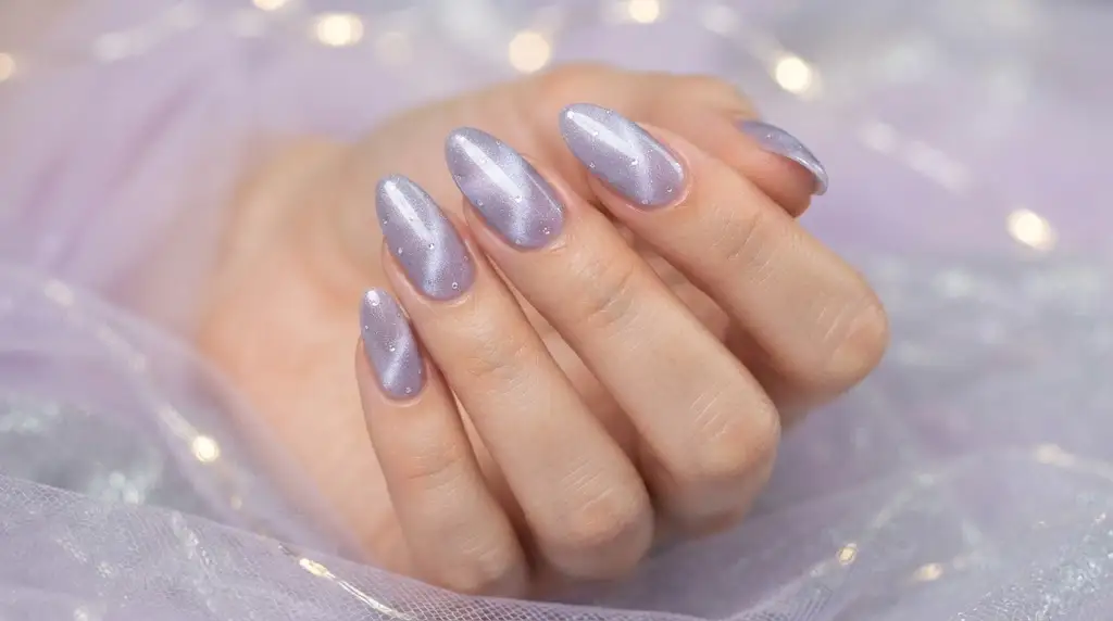 Lavender Cat Eye with Silver Dots