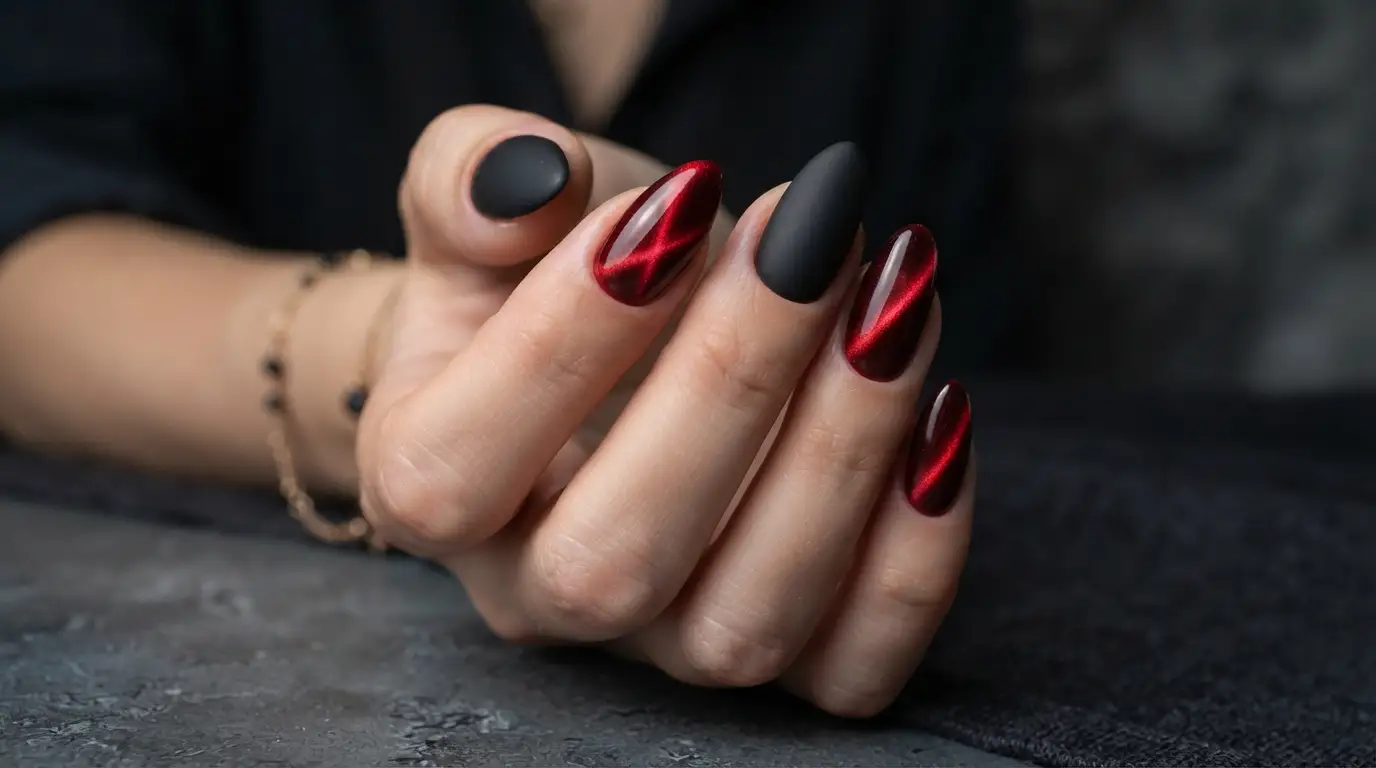 Matte Black and Glossy Red Cat Eye Mix