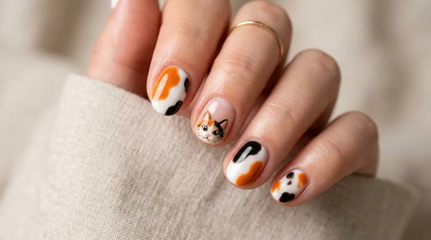 Peeking Calico Cat Over the Cuticle