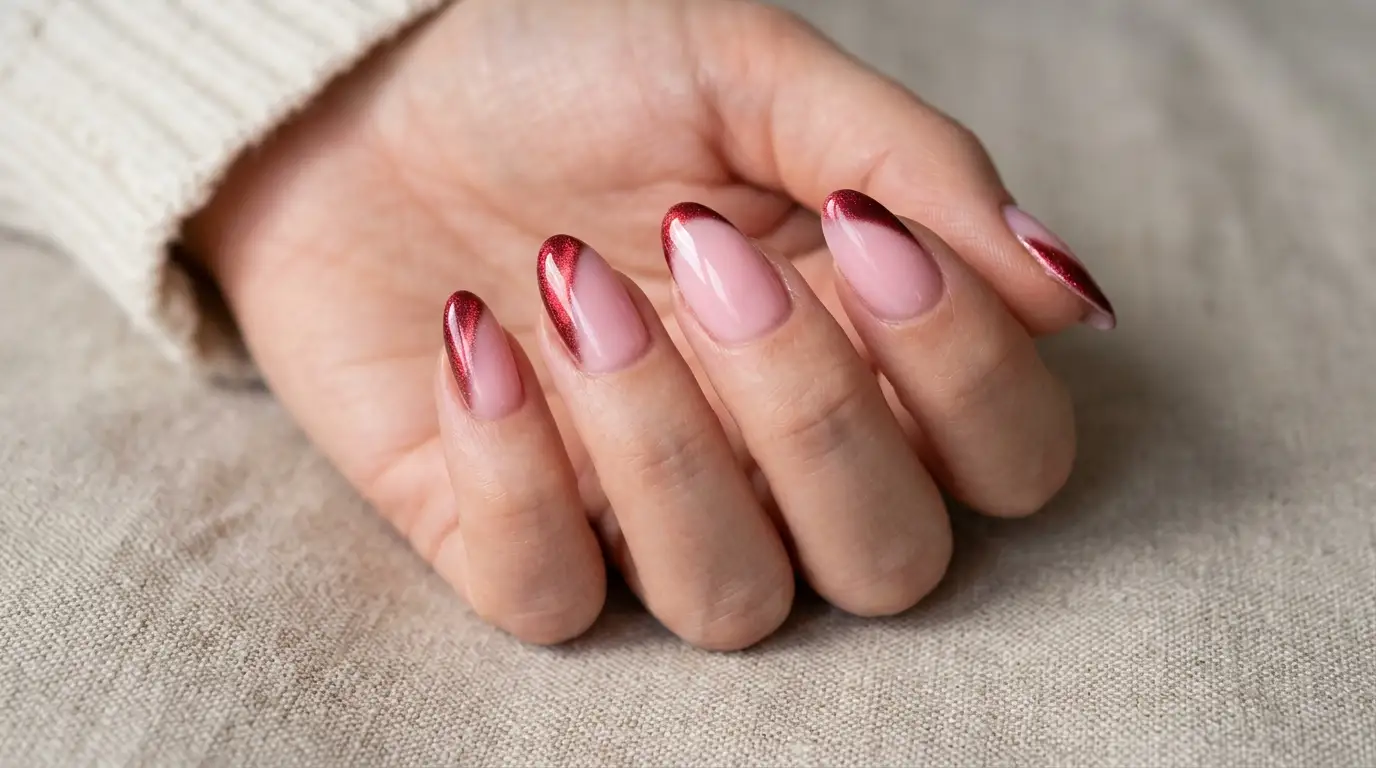 Pink Base with Red Cat Eye Corner Streak