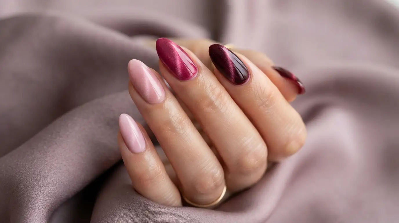 Pink to Burgundy Hand Gradient Cat Eye Set