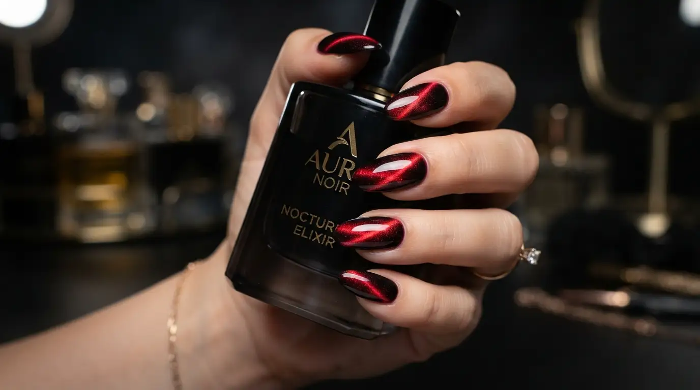 Red and Black Cat Eye Nail Design Ideas