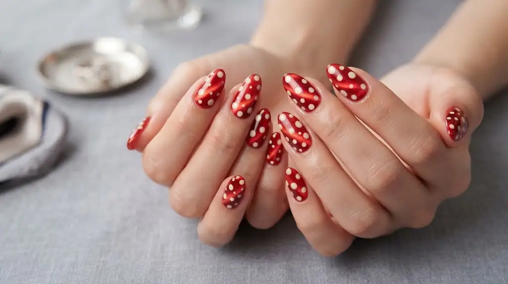 Retro Diner Dots on Red Cat Eye