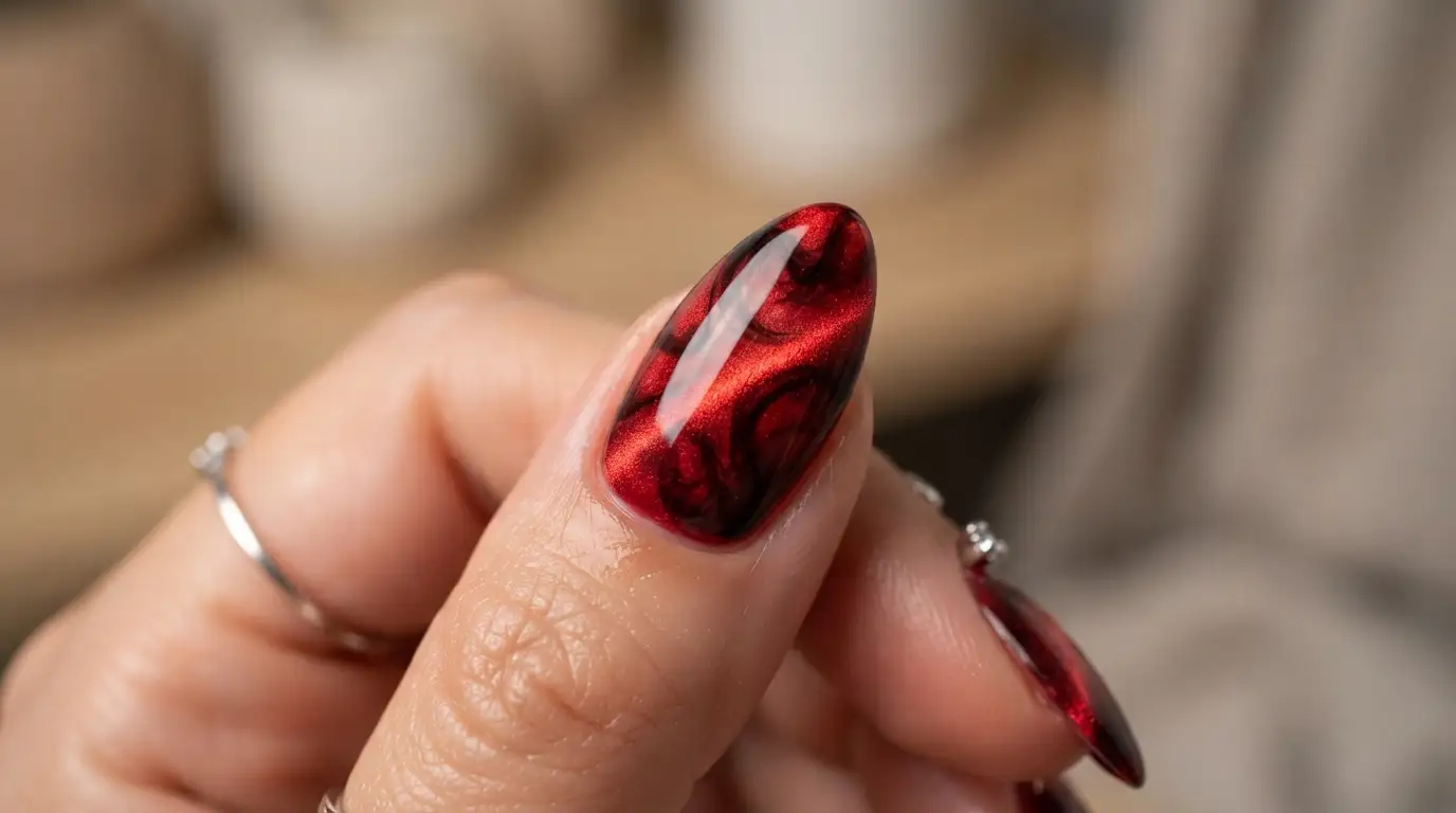Smoky Black Swirl over Red Cat Eye