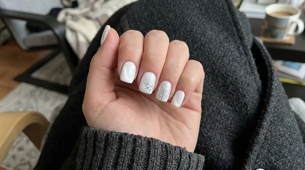 Snowflake Short Square Winter Nails