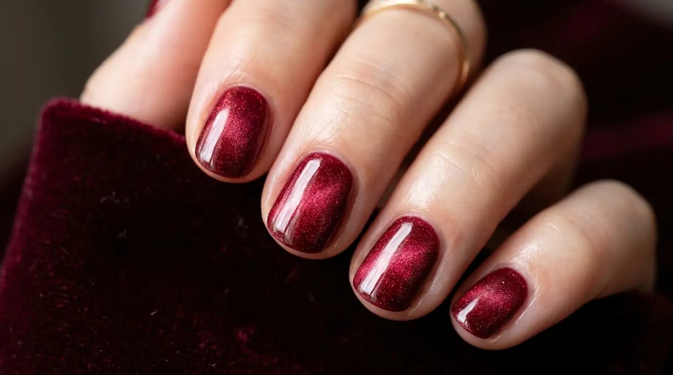 Soft-Focus Ruby Full Glow Round Nails