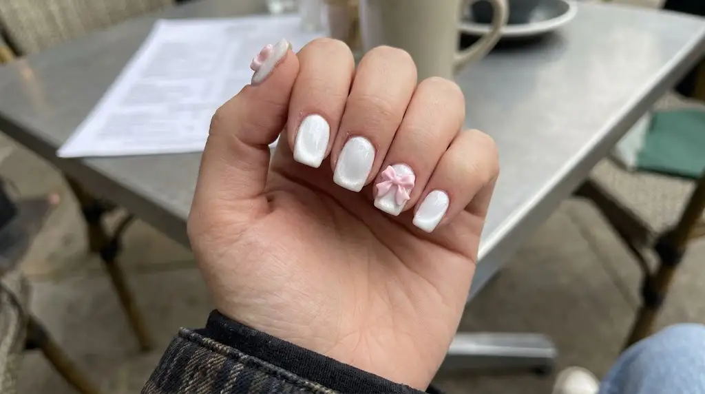 Tiny Pink Bow Coquette Nails