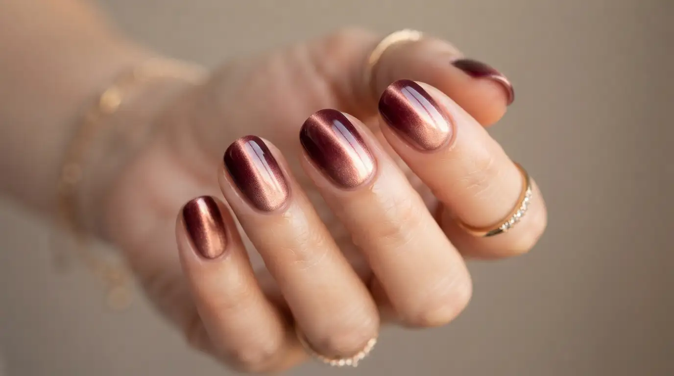 Wine to Rose Gold Round Cat Eye Ombre